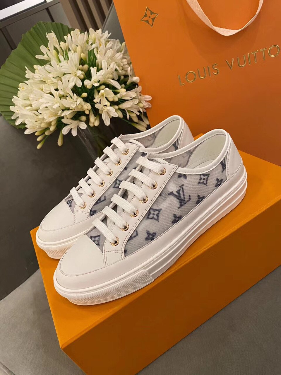 Louis Vuitton Stellar Sneakers Calfskin Leather Spring/Summer Collection Blue/White