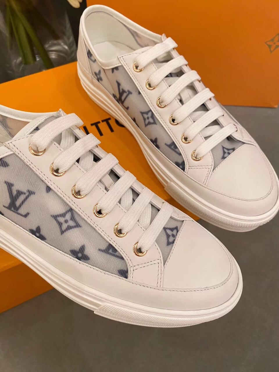 Louis Vuitton Stellar Sneakers Calfskin Leather Spring/Summer Collection Blue/White