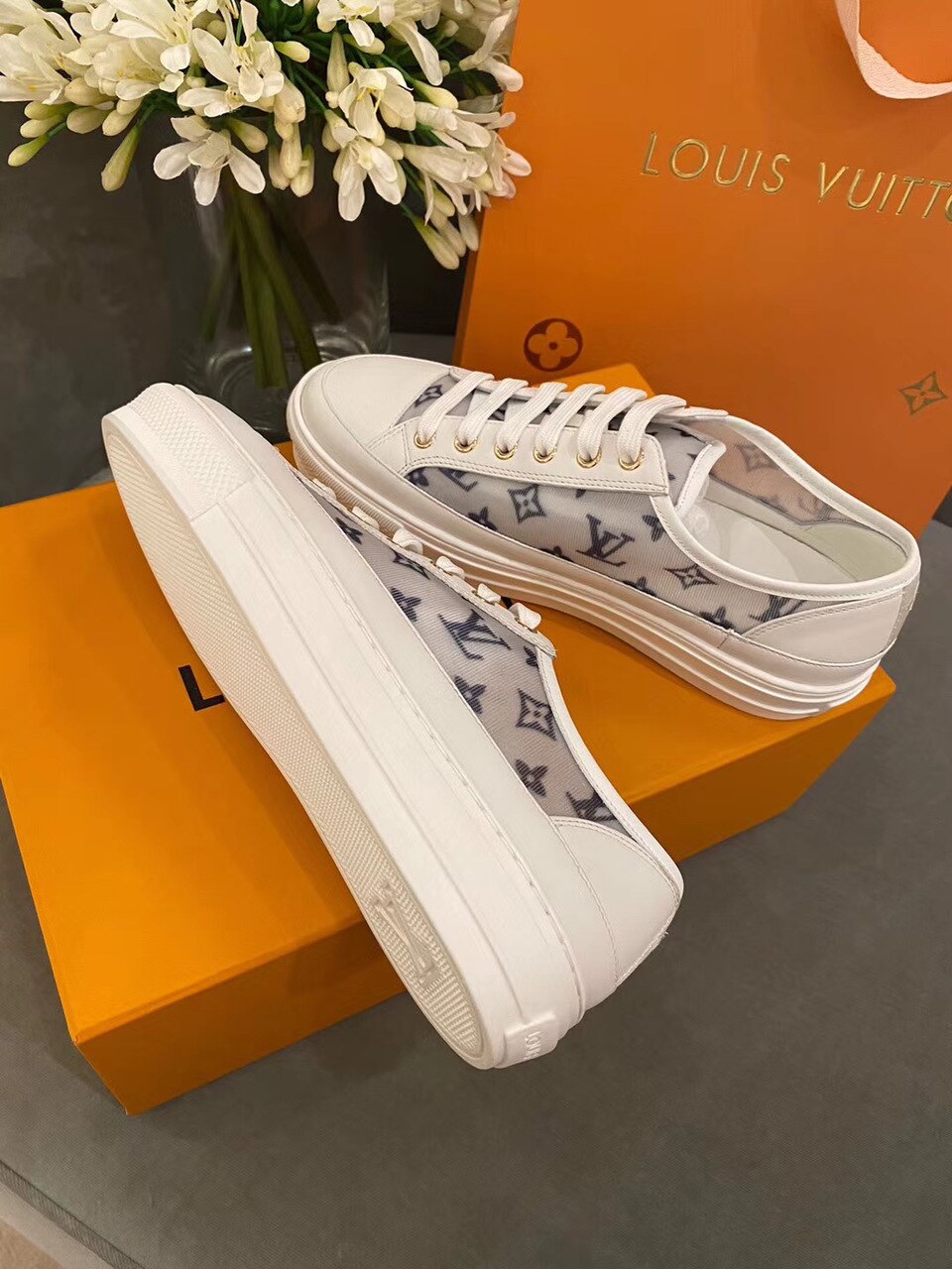 Louis Vuitton Stellar Sneakers Calfskin Leather Spring/Summer Collection Blue/White