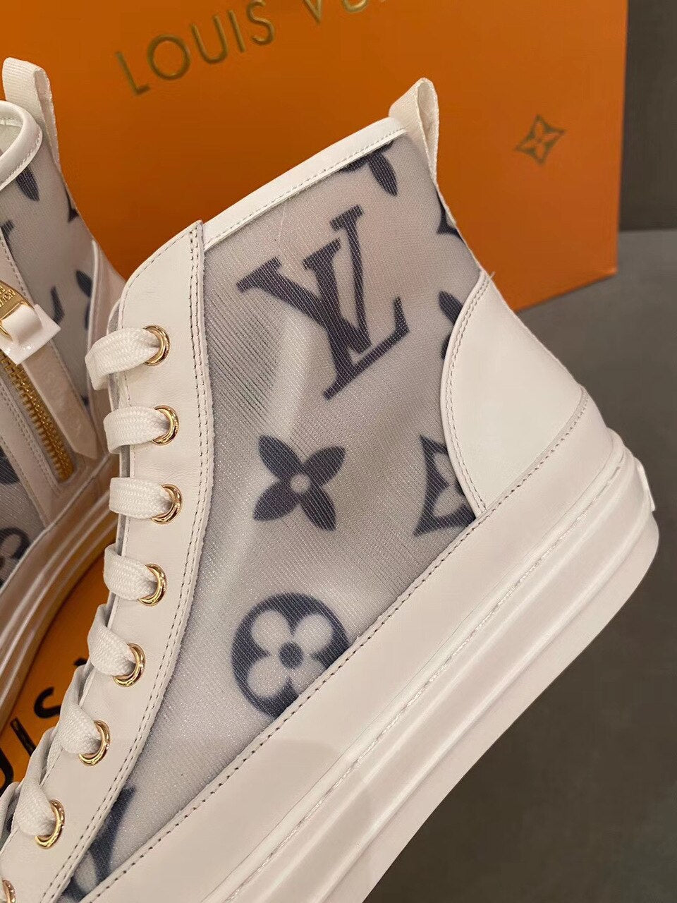 Louis Vuitton Stellar Hi-Top Sneakers Calfskin Leather Spring/Summer Collection 1A87F3 Blue/White