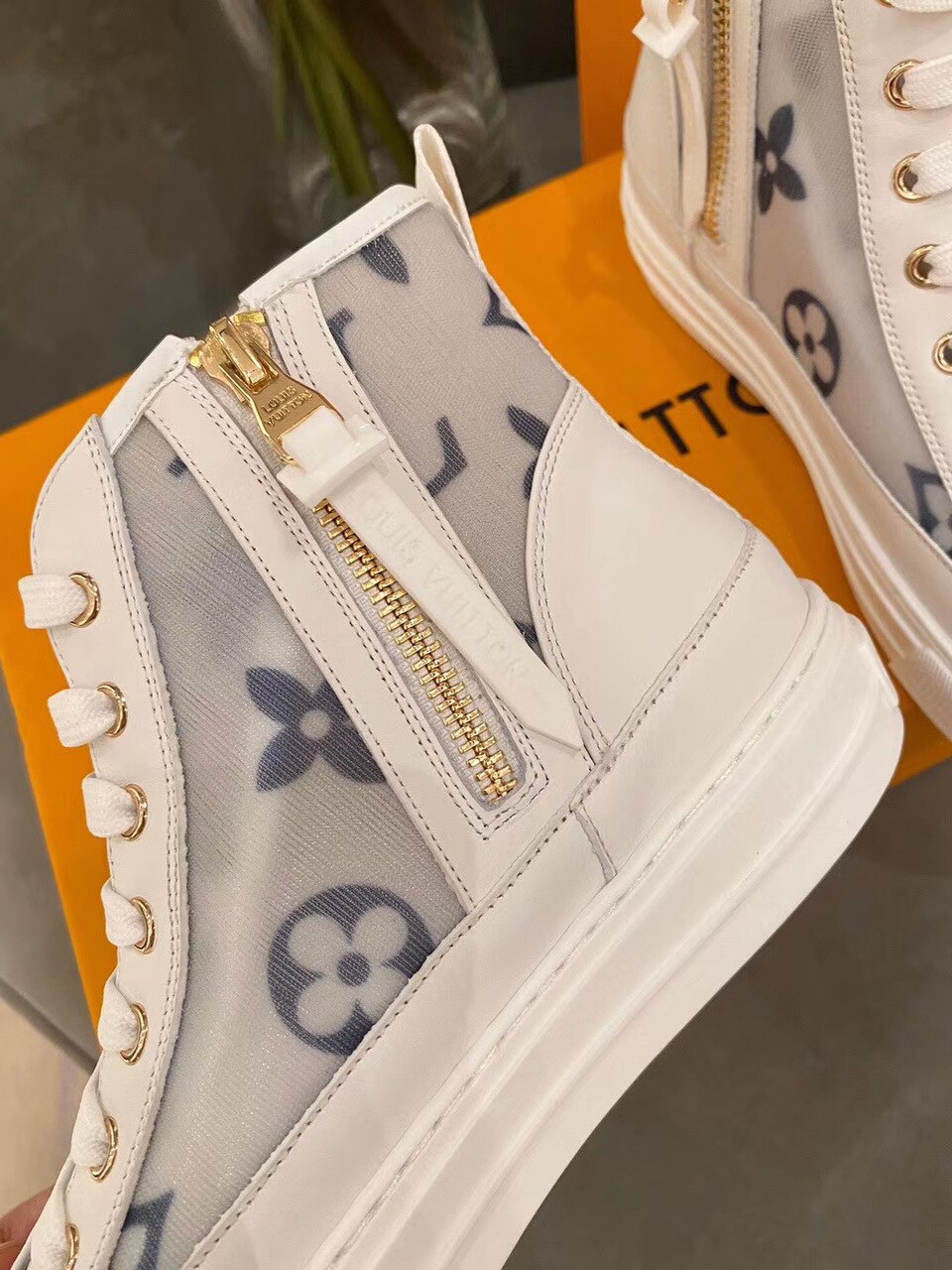 Louis Vuitton Stellar Hi-Top Sneakers Calfskin Leather Spring/Summer Collection 1A87F3 Blue/White