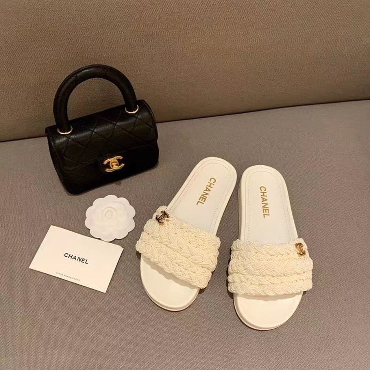 Chanel Pearl Beaded Embellished Sandals Calfskin Leather Spring/Summer Collection White