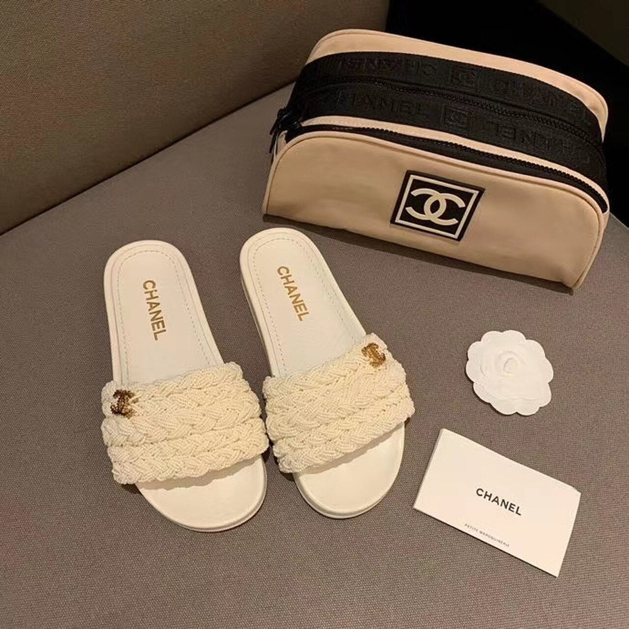 Chanel Pearl Beaded Embellished Sandals Calfskin Leather Spring/Summer Collection White