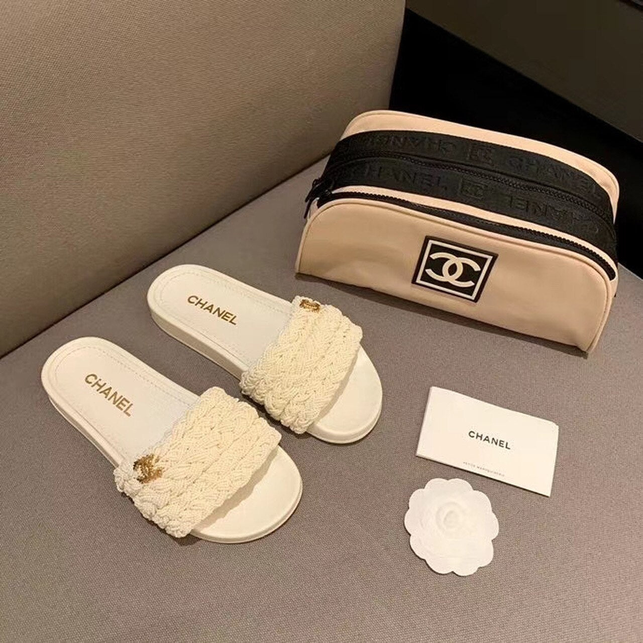 Chanel Pearl Beaded Embellished Sandals Calfskin Leather Spring/Summer Collection White