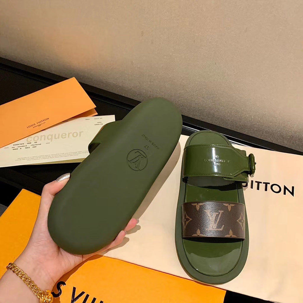 Louis Vuitton Sunbath Flat Mules PVC Spring/Summer Collection 1A66XB, Kaki