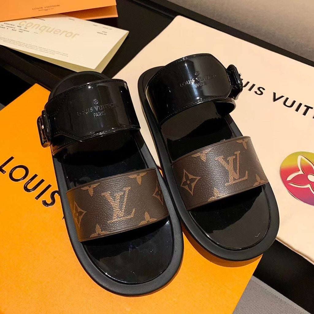 Louis Vuitton Sunbath Flat Mules PVC Spring/Summer 2020 Collection 1A66WX Noir