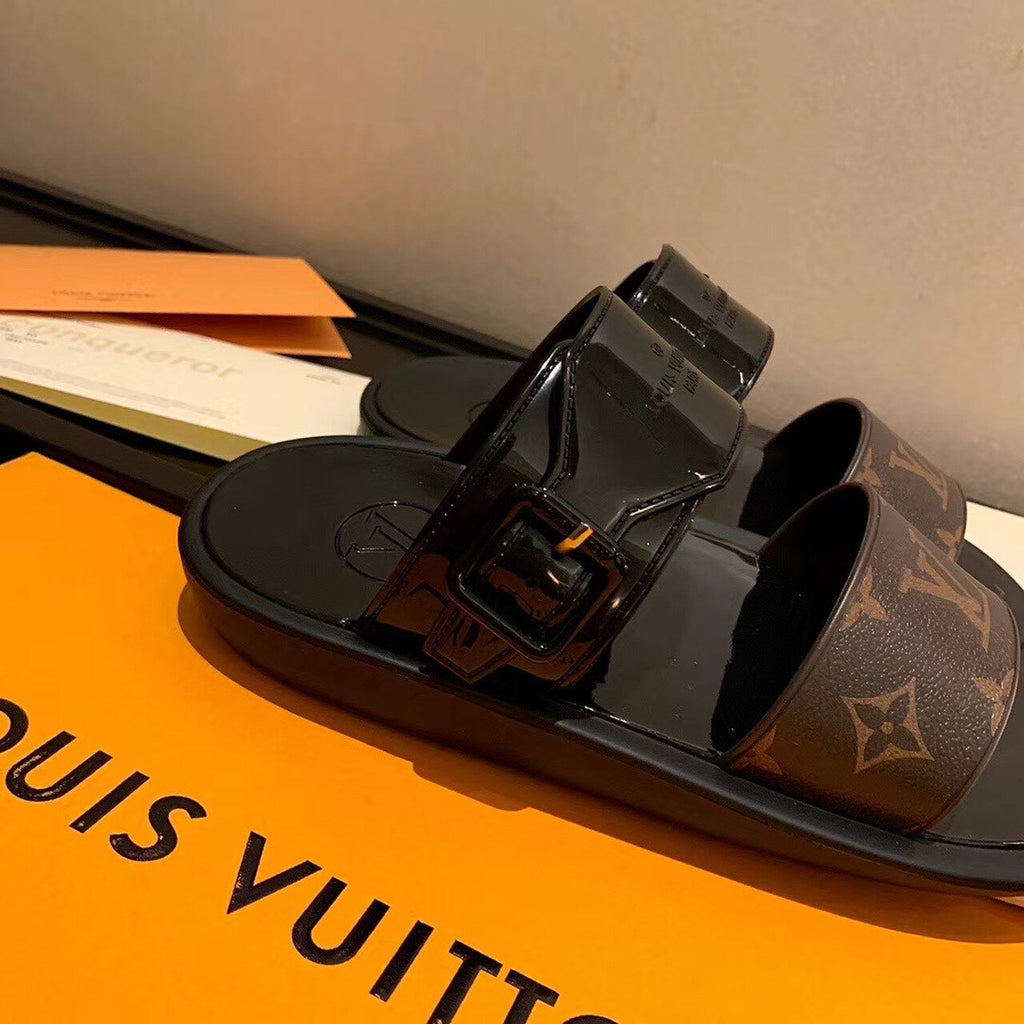 Louis Vuitton Sunbath Flat Mules PVC Spring/Summer 2020 Collection 1A66WX Noir