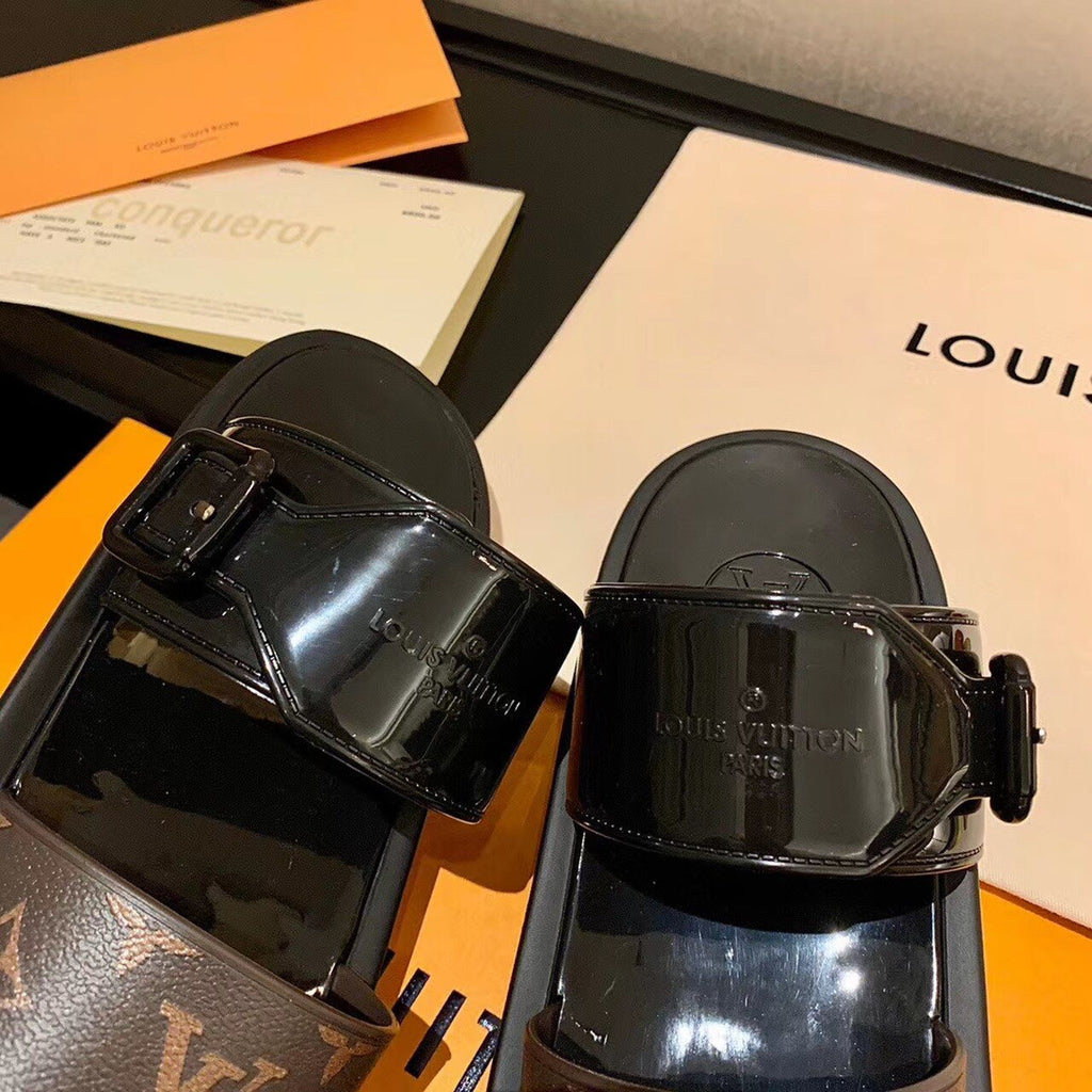 Louis Vuitton Sunbath Flat Mules PVC Spring/Summer 2020 Collection 1A66WX Noir