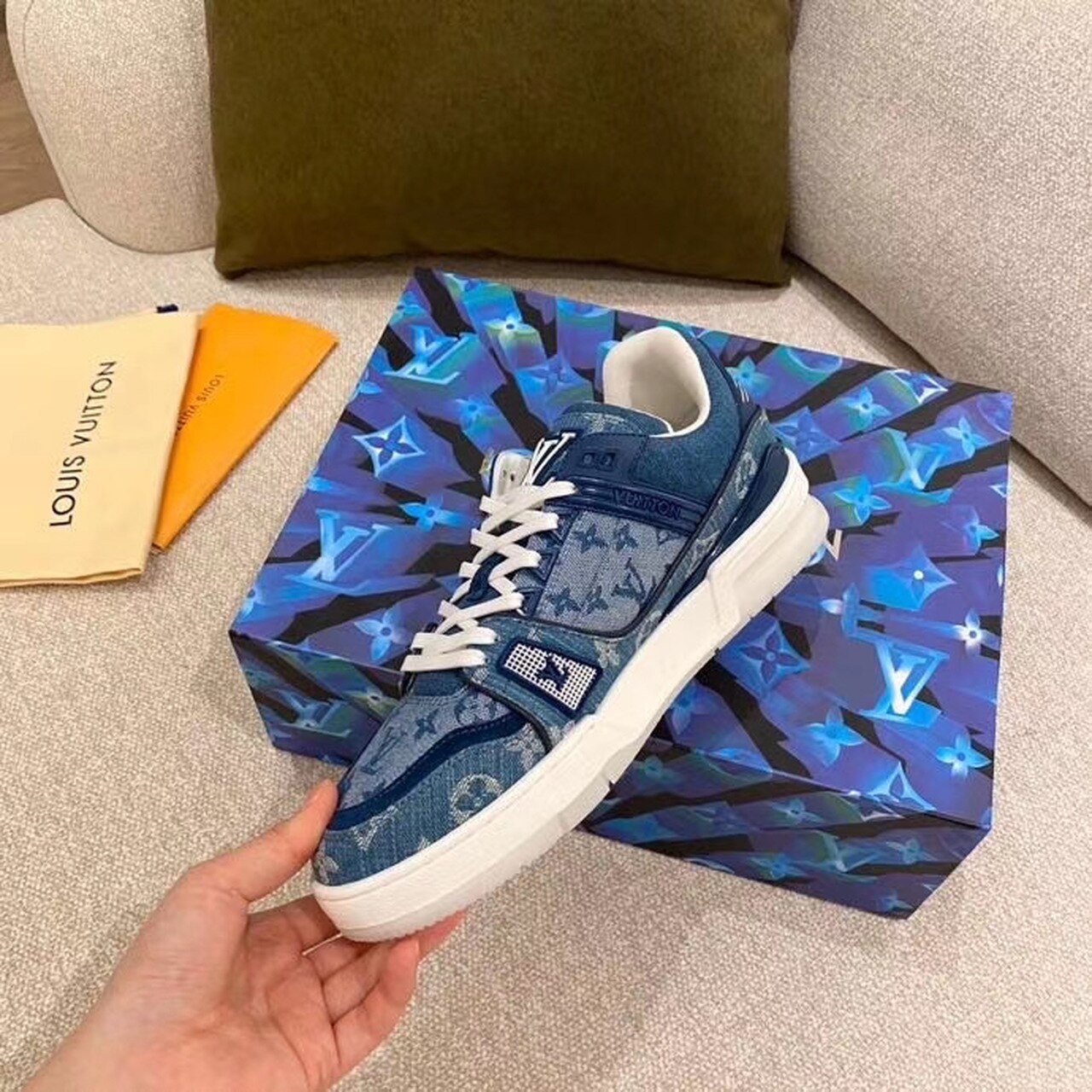 Louis Vuitton Trainer Sneakers Spring/Summer Collection 1A87F3 Denim Blue