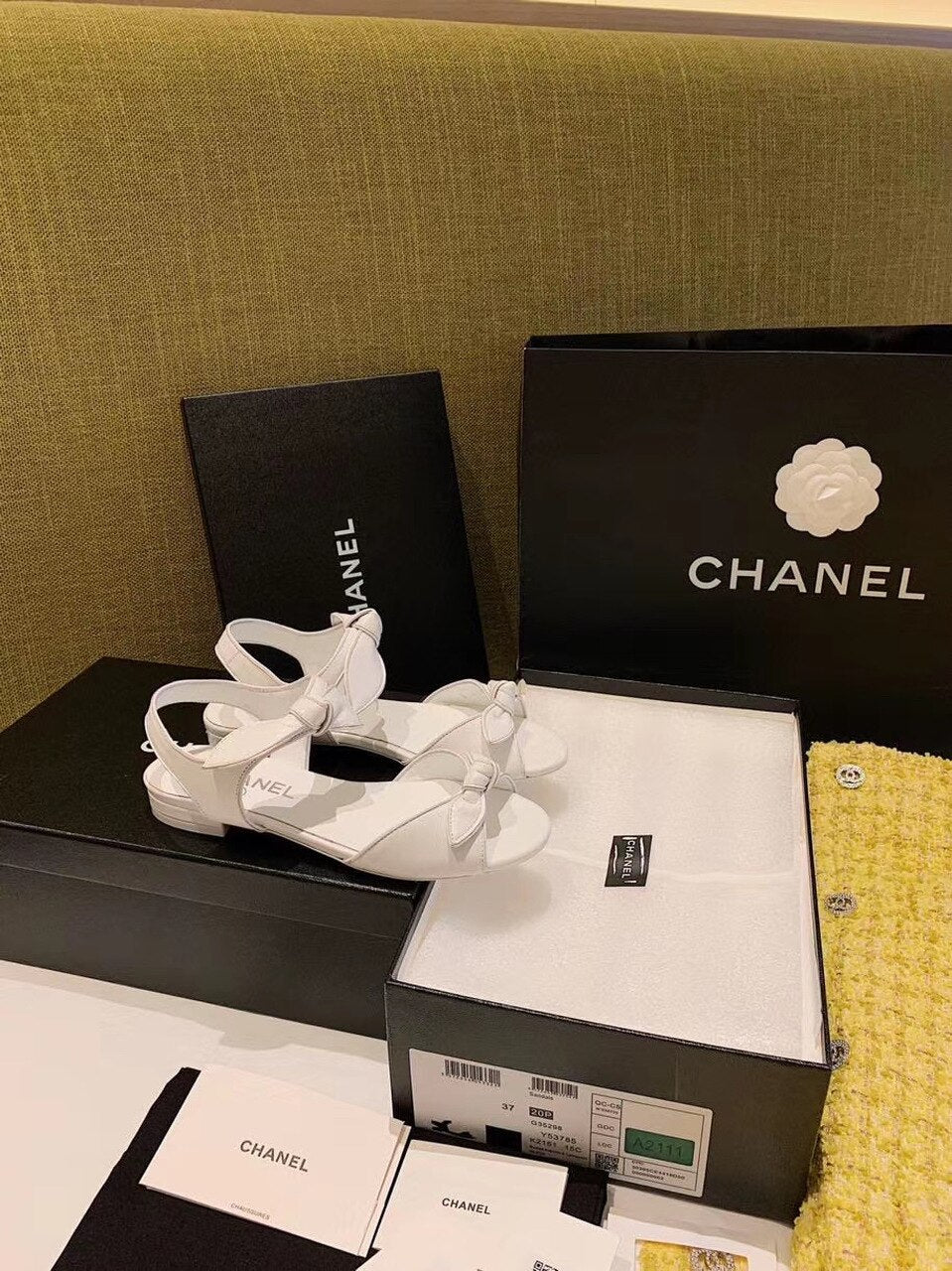 Chanel Knot Sandals Calfskin Leather Spring/Summer Collection, White