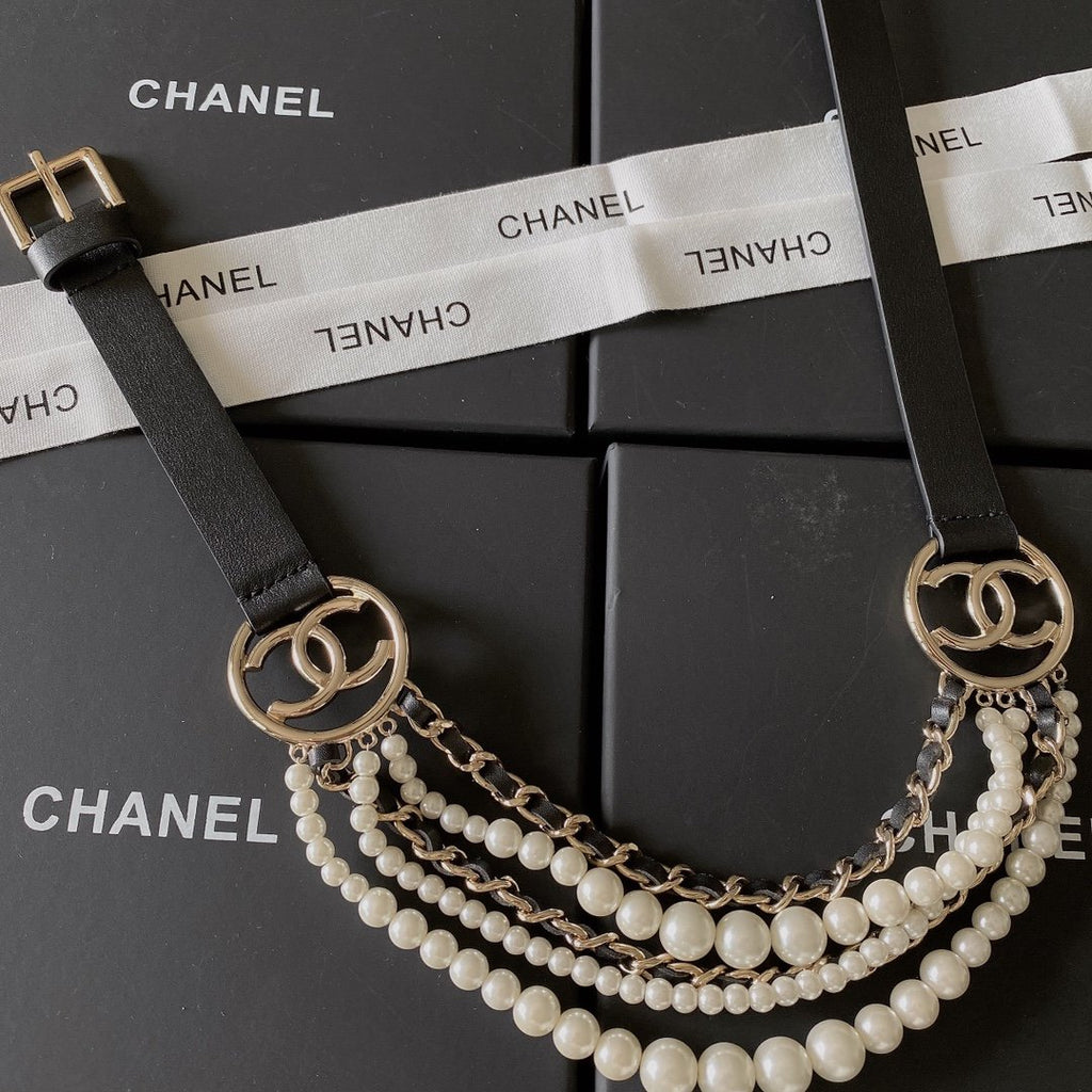 Chanel Belt With Square Metal Buckle Black