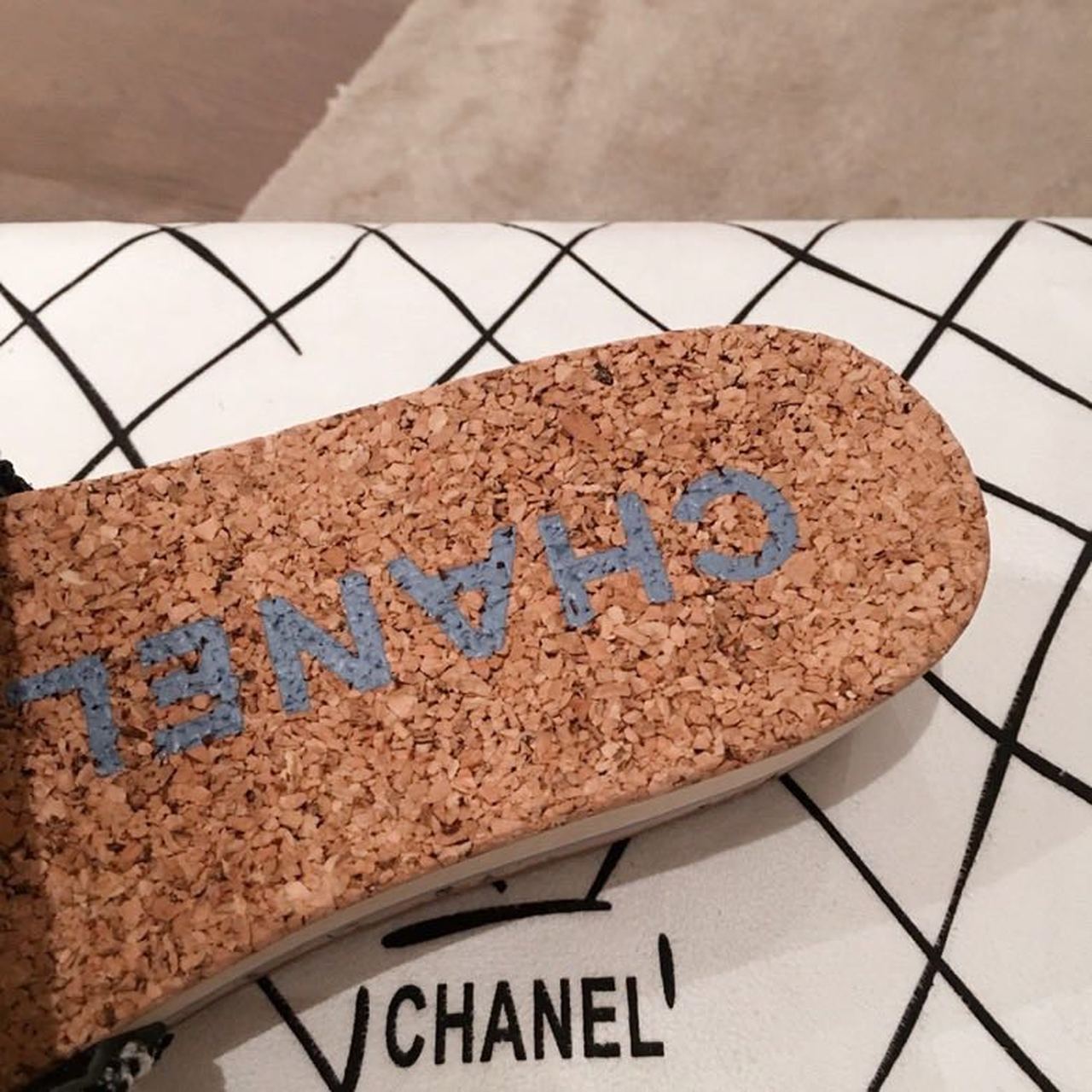 Chanel Cork Sandals Tweed/Calfskin Leather Spring/Summer Collection Blue
