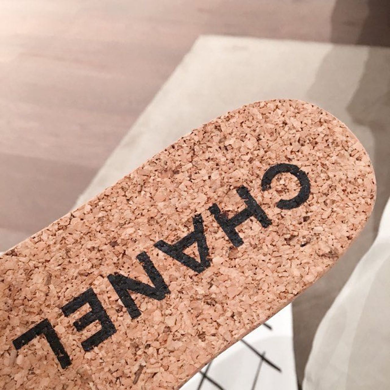 Chanel Cork Sandals Suede/Calfskin Leather Spring/Summer Collection, Grey/Black