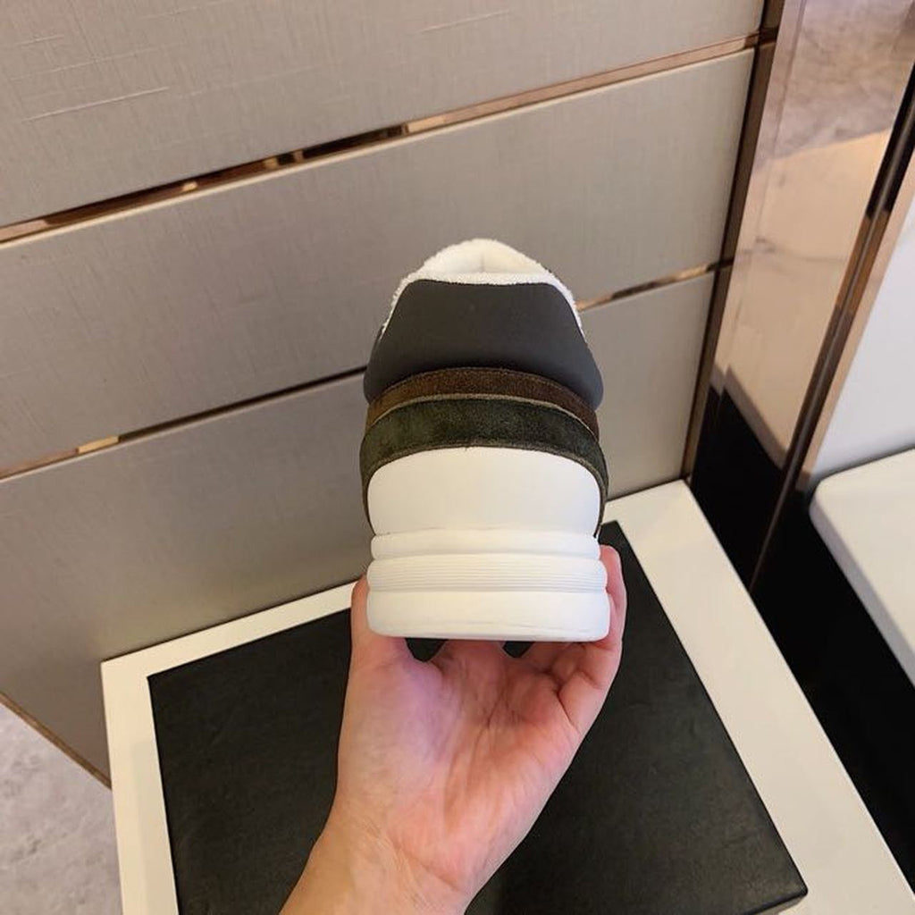 Chanel Nylon Trainer Sneakers Lambskin & Suede Leather Spring/Summer Collection Dark Green/Brown