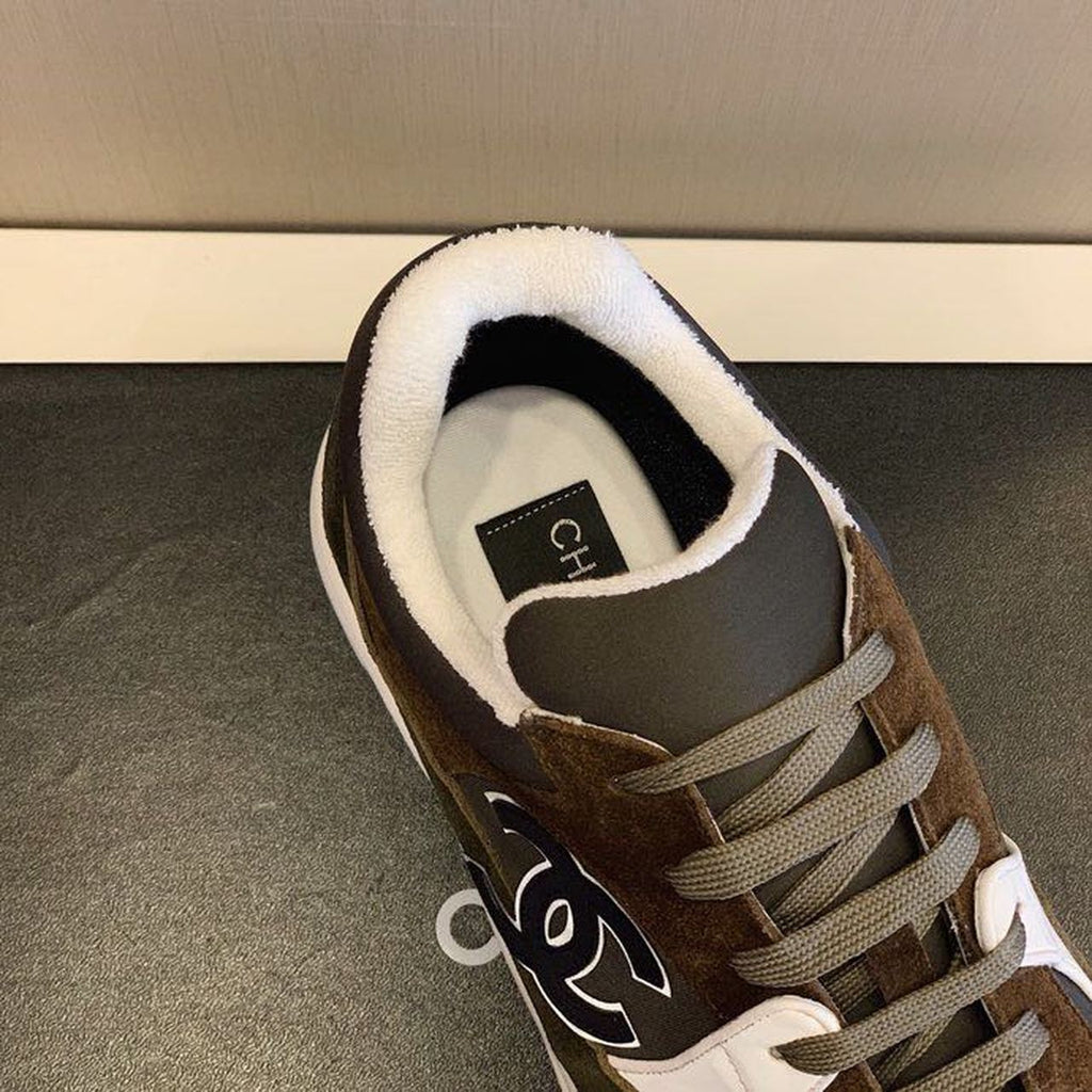 Chanel Nylon Trainer Sneakers Lambskin & Suede Leather Spring/Summer Collection Dark Green/Brown