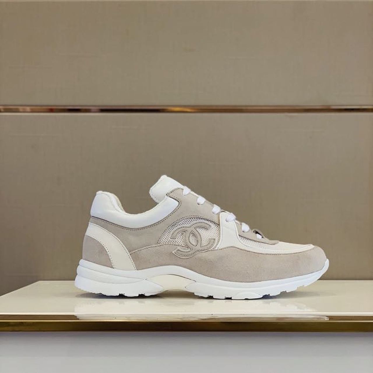 Chanel Nylon Trainer Sneakers Lambskin & Suede Leather Spring/Summer Collection White/Grey