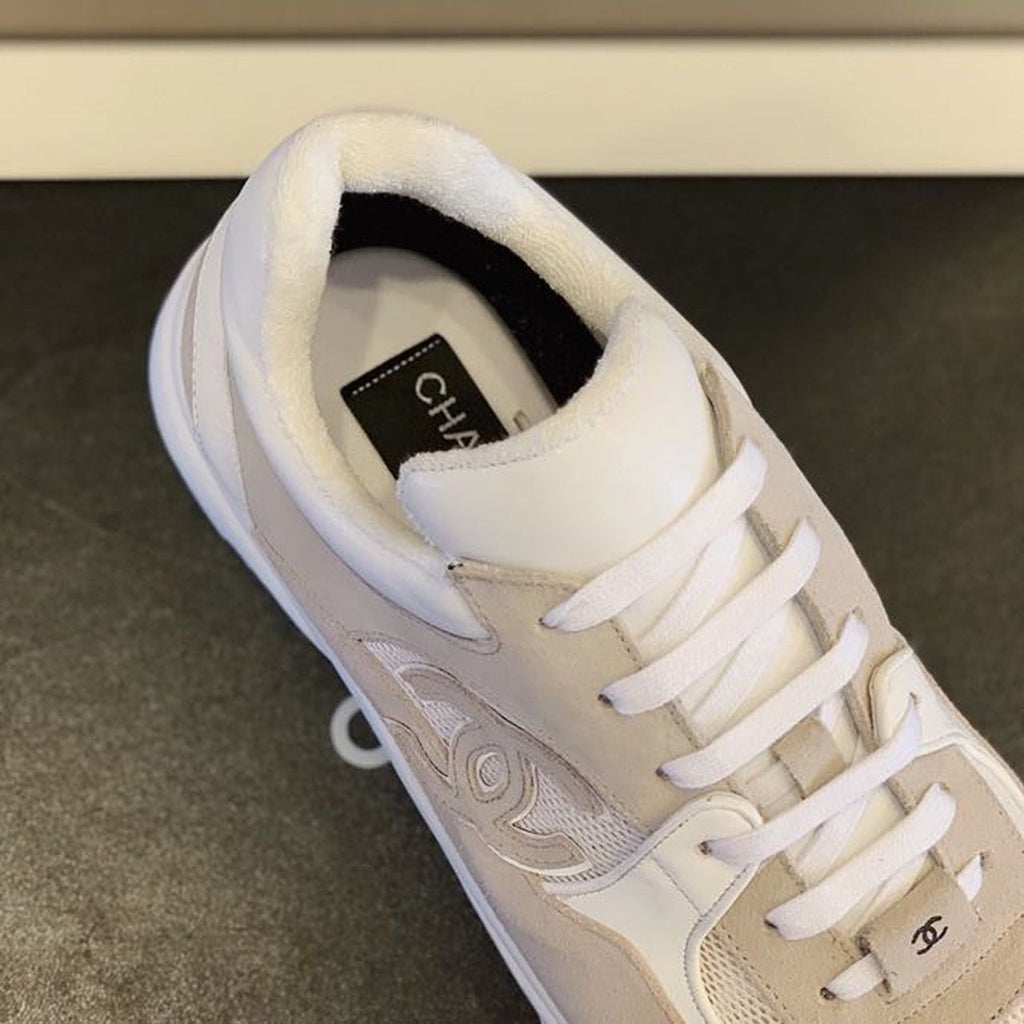 Chanel Nylon Trainer Sneakers Lambskin & Suede Leather Spring/Summer Collection White/Grey