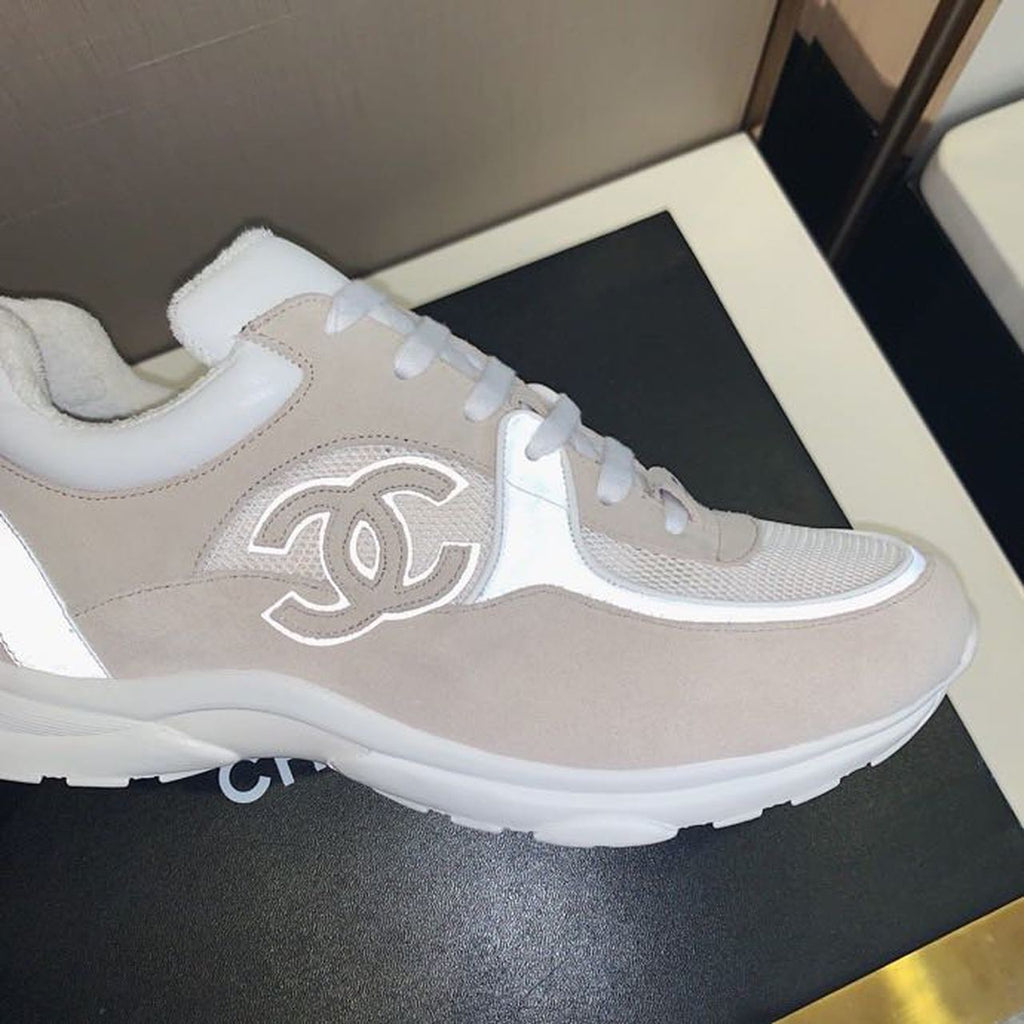 Chanel Nylon Trainer Sneakers Lambskin & Suede Leather Spring/Summer Collection White/Grey