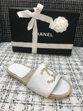 Chanel Crystal CC Espadrille Sandals Calfskin Leather Spring/Summer Collection White