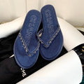 Chanel Denim Woven Chain Thong PVC Sandals Spring/Summer Collection Dark Blue