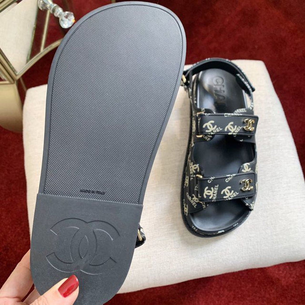 Chanel PVC Velcro Dad Sandals Spring/Summer Collection Black/Gold