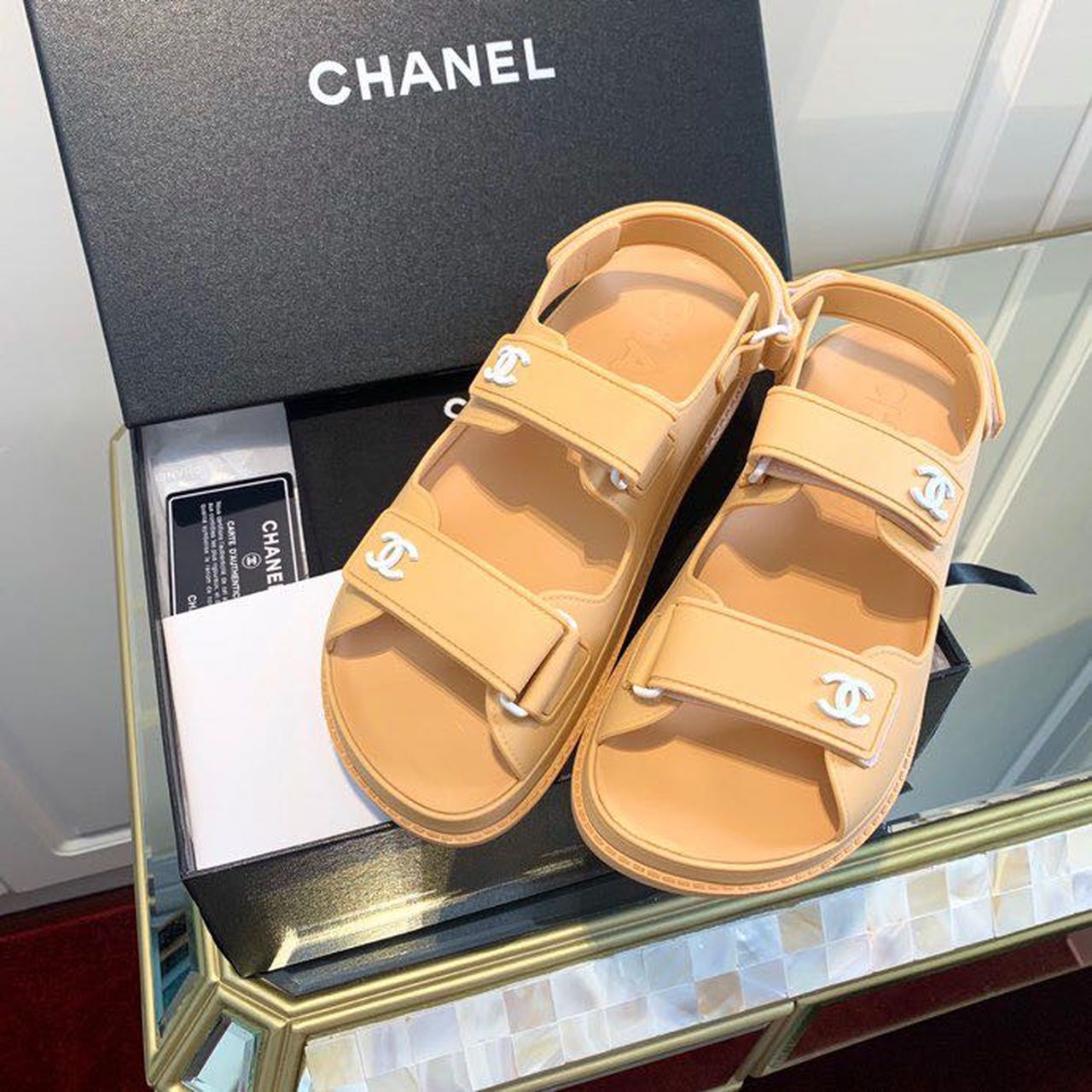 Chanel PVC Velcro Dad Sandals Spring/Summer Collection Beige