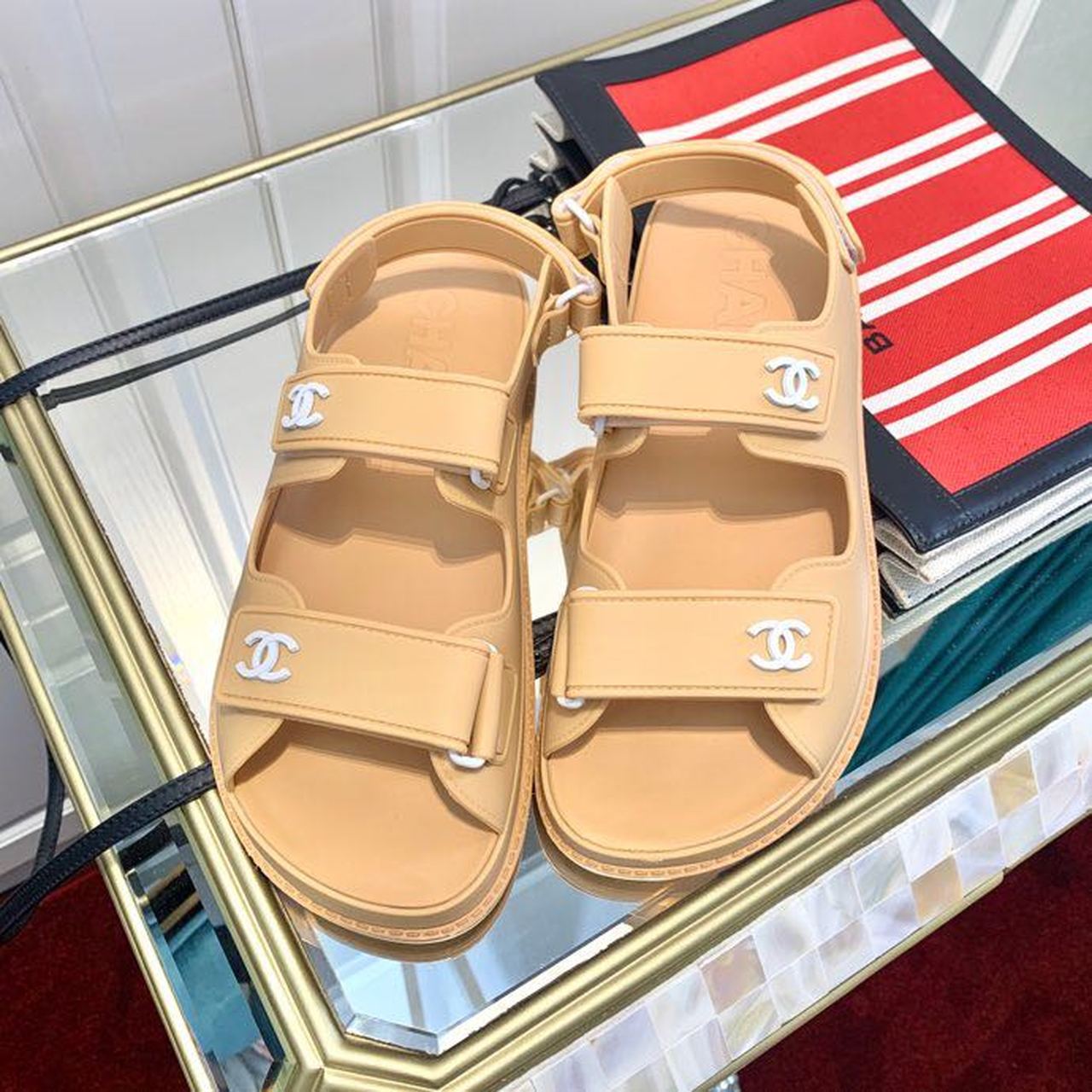 Chanel PVC Velcro Dad Sandals Spring/Summer Collection Beige