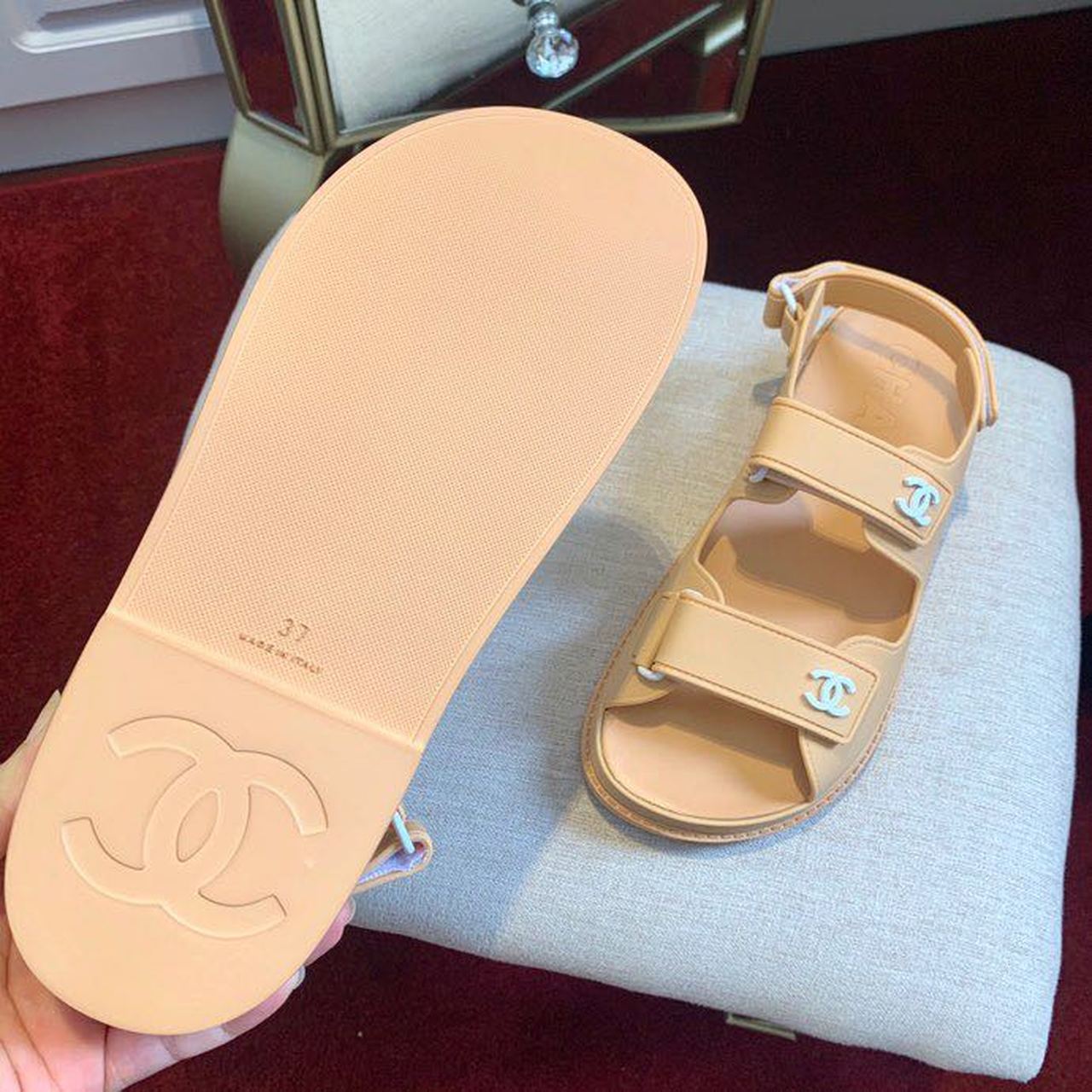 Chanel PVC Velcro Dad Sandals Spring/Summer Collection Beige