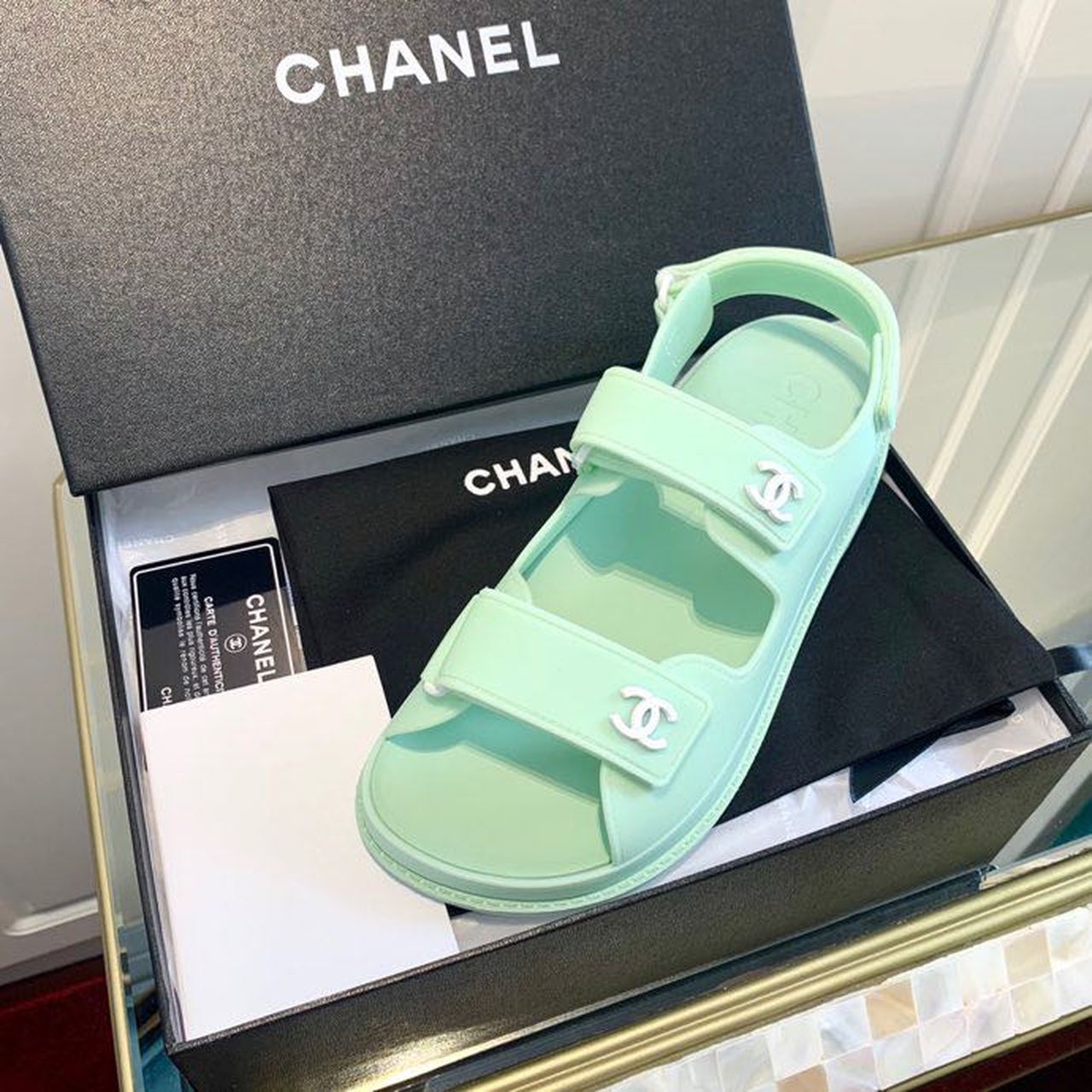 Chanel PVC Velcro Dad Sandals Spring/Summer Collection, Mint