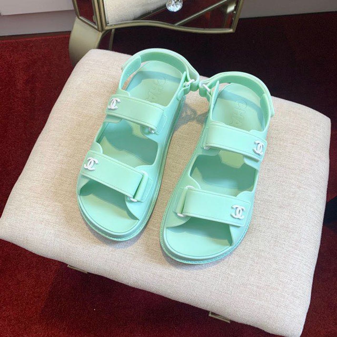 Chanel PVC Velcro Dad Sandals Spring/Summer Collection, Mint