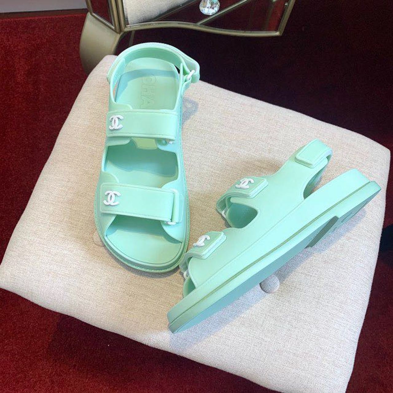Chanel PVC Velcro Dad Sandals Spring/Summer Collection, Mint