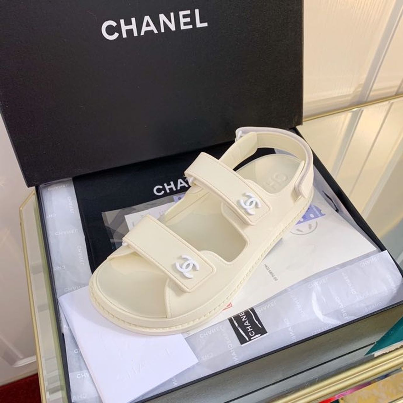 Chanel PVC Velcro Dad Sandals Spring/Summer Collection White