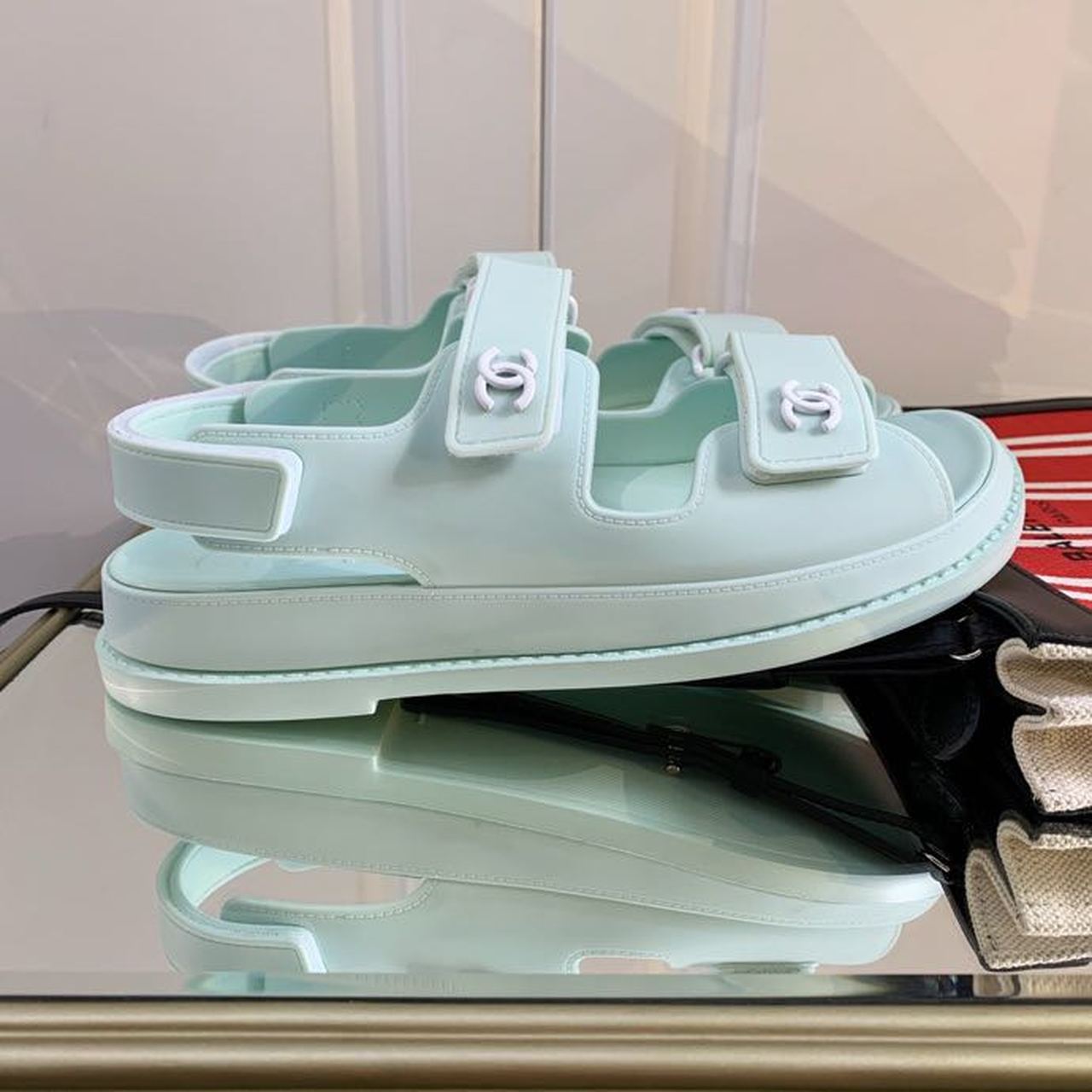 Chanel PVC Velcro Dad Sandals Spring/Summer Collection, Light Blue