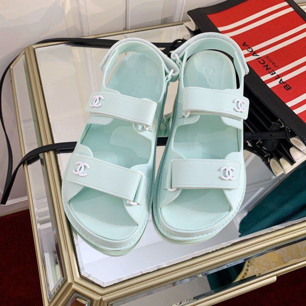 Chanel PVC Velcro Dad Sandals Spring/Summer Collection, Light Blue