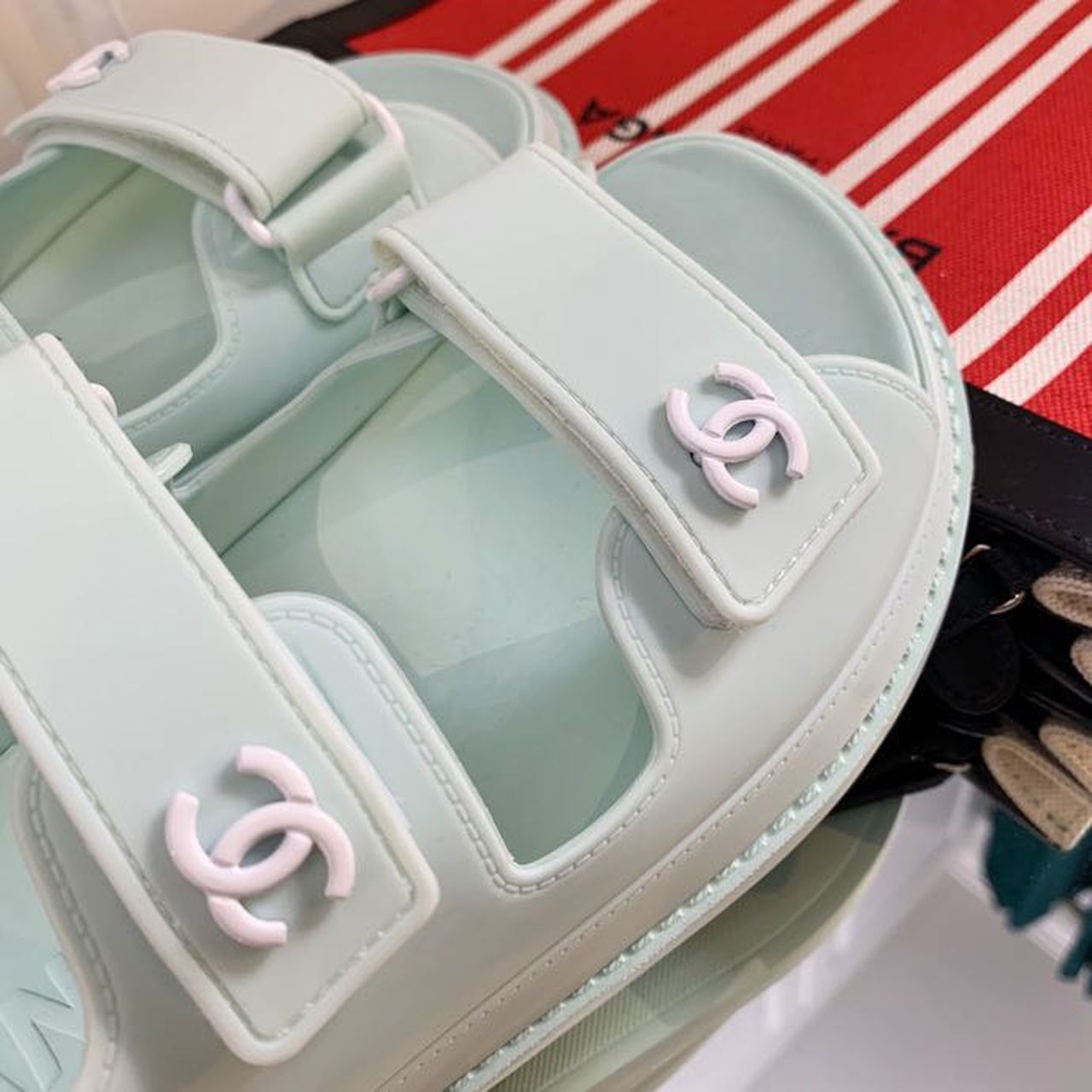 Chanel PVC Velcro Dad Sandals Spring/Summer Collection, Light Blue