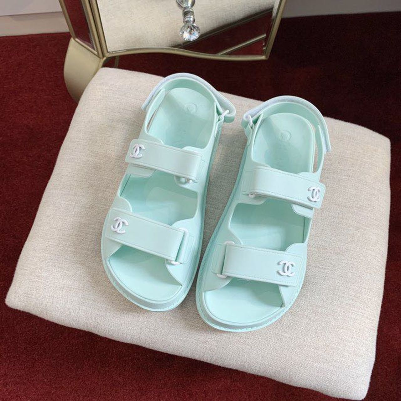 Chanel PVC Velcro Dad Sandals Spring/Summer Collection, Light Blue