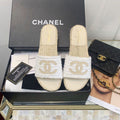 Chanel CC Espadrille Sandals Tweed/Calfskin Leather Spring/Summer Collection White/Beige