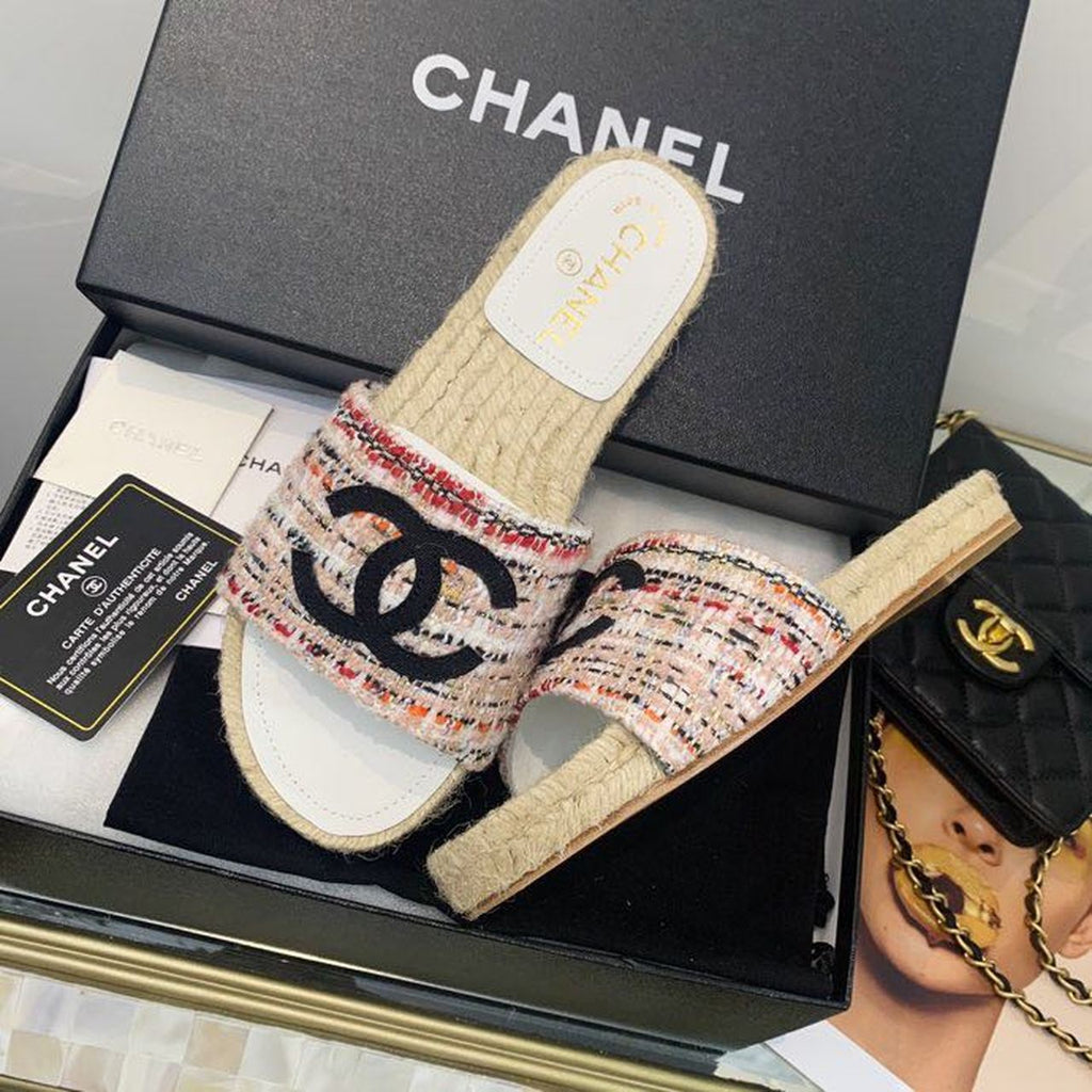 Chanel CC Espadrille Sandals Tweed/Calfskin Leather Spring/Summer Collection Red/Black