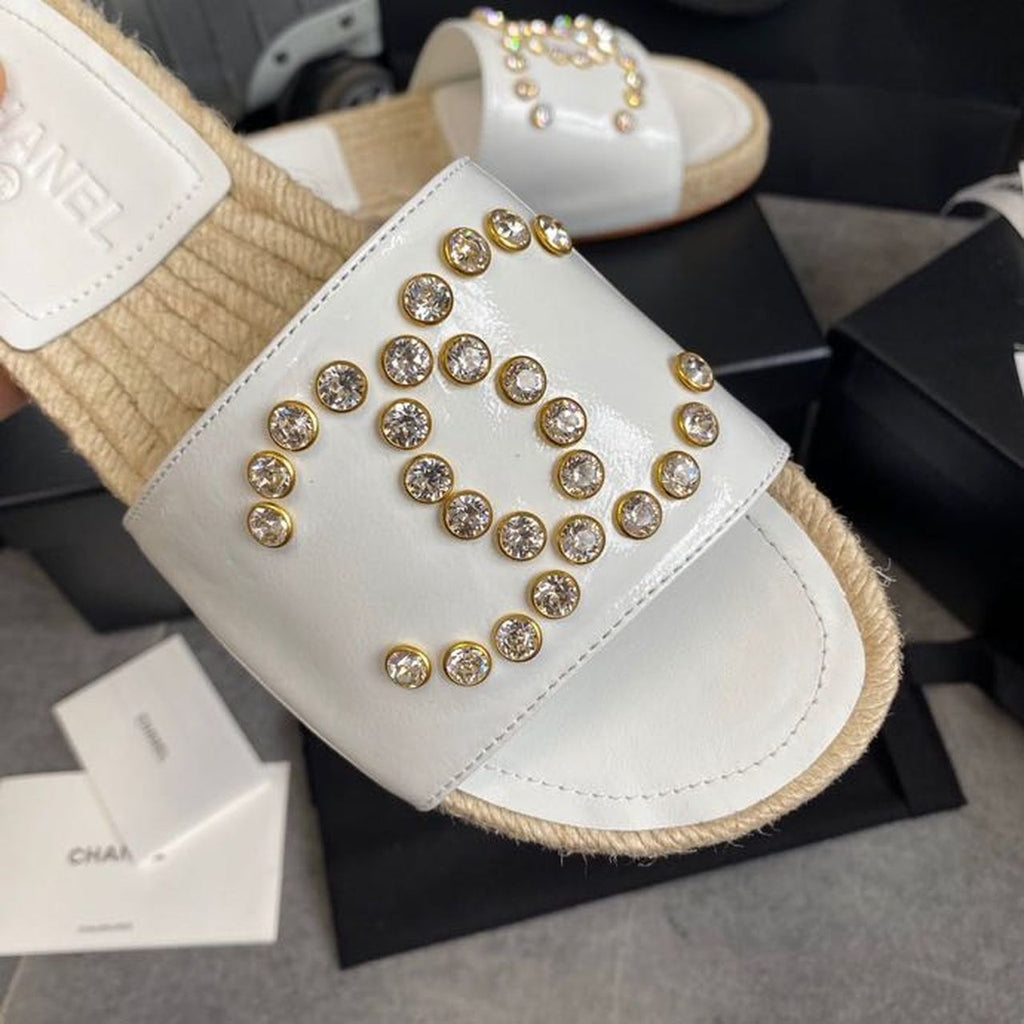 Chanel Pearl Beaded Embellished Sandals Calfskin Leather Spring/Summer Collection White