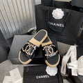 Chanel Crystal CC Espadrille Sandals Calfskin Leather Spring/Summer Collection Black