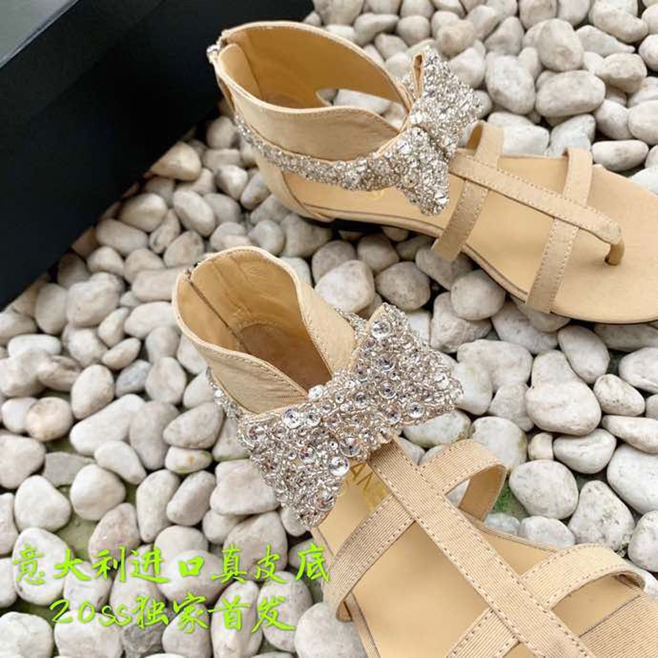 Chanel Strappy Gladiator Bow Embellished Sandals Calfskin Leather Spring/Summer Collection Beige
