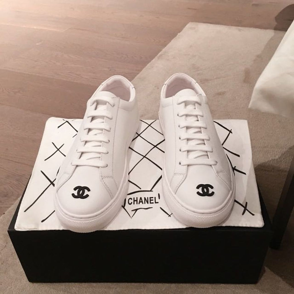 Chanel Vintage Trainer Sneakers Calfskin Leather Spring/Summer Collection, White/Black