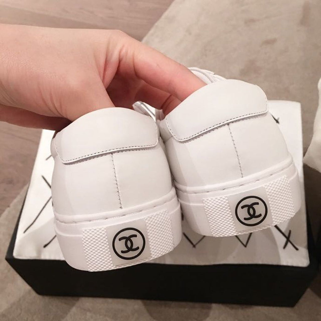 Chanel Vintage Trainer Sneakers Calfskin Leather Spring/Summer Collection, White/Black