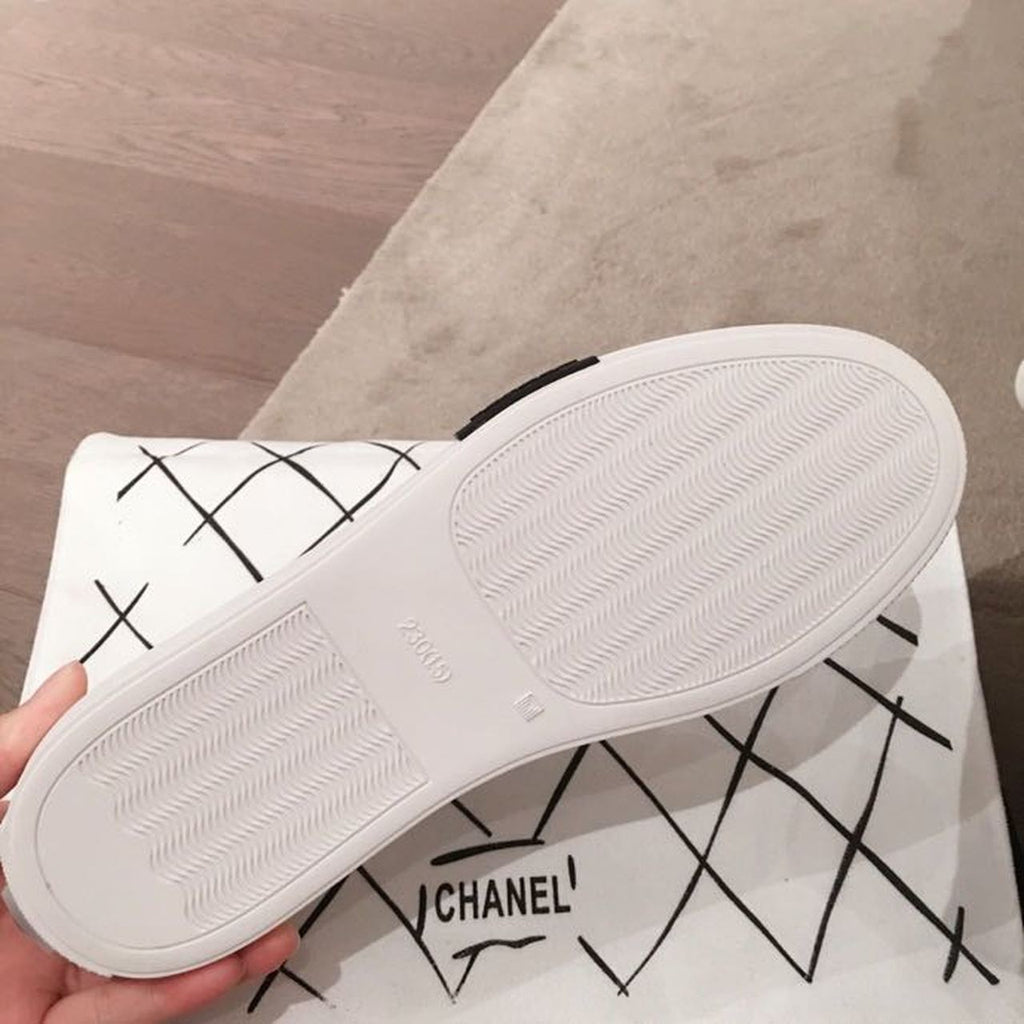 Chanel Vintage Trainer Sneakers Calfskin Leather Spring/Summer Collection, White/Black