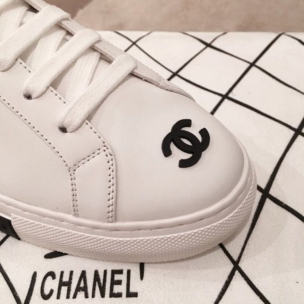 Chanel Vintage Trainer Sneakers Calfskin Leather Spring/Summer Collection, White/Black
