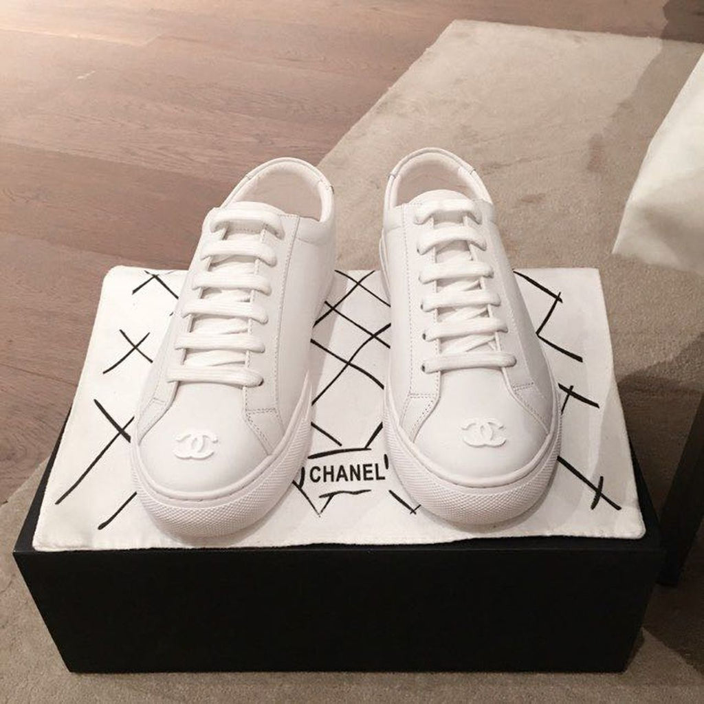 Chanel Vintage Trainer Sneakers Calfskin Leather Spring/Summer Collection, White