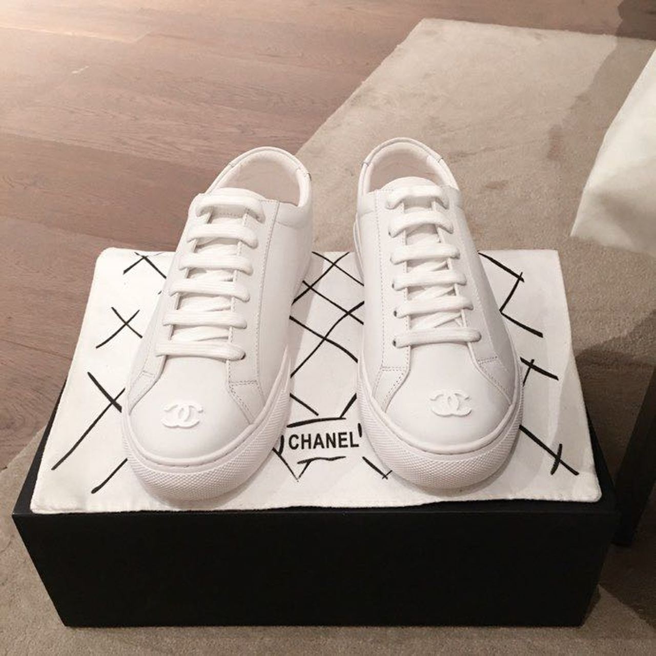 Chanel Vintage Trainer Sneakers Calfskin Leather Spring/Summer Collection, White