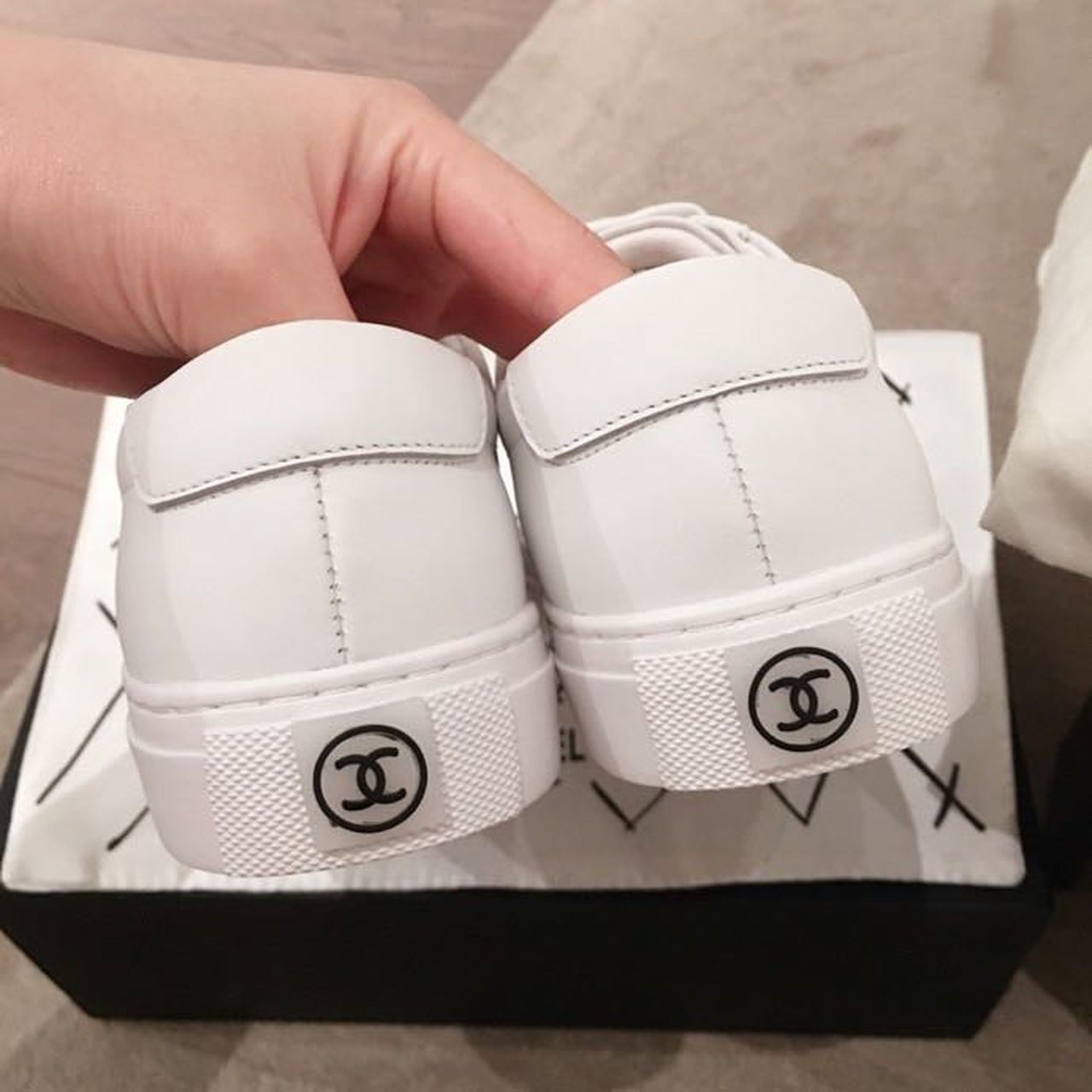 Chanel Vintage Trainer Sneakers Calfskin Leather Spring/Summer Collection, White