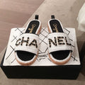 Chanel Woven Chain Cork Mules Sandals Tweed/Calfskin Leather Spring/Summer Collection White/Black