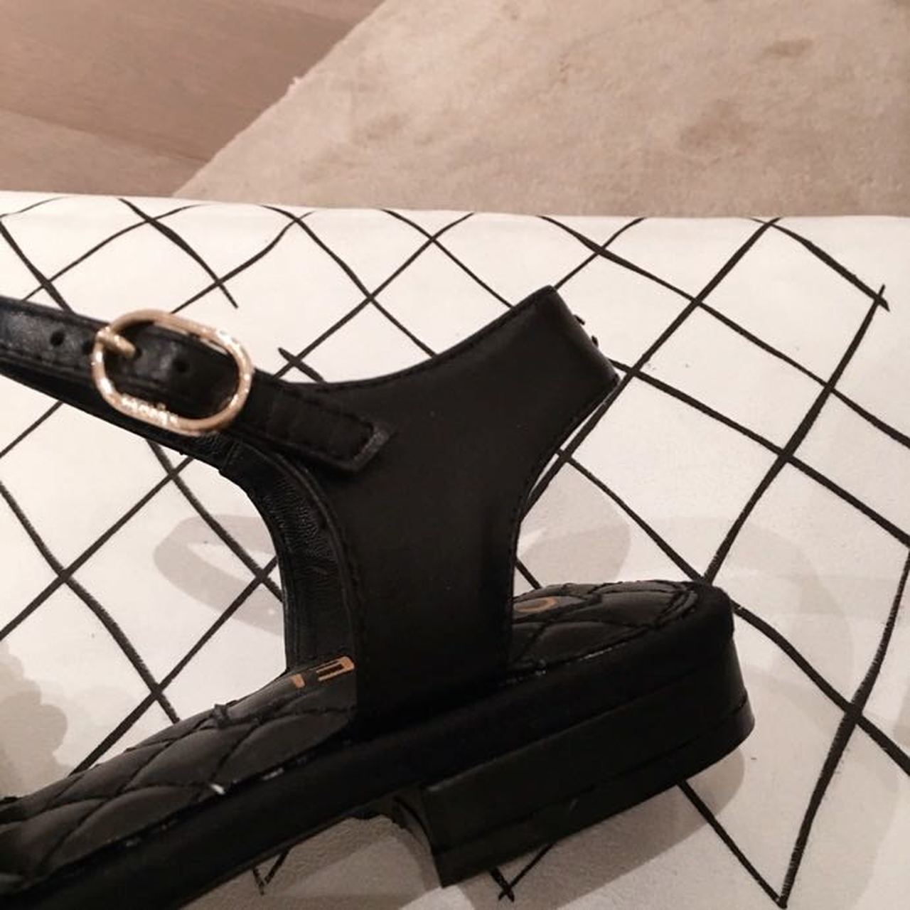 Chanel Pearl Embellished Quilted Sandals Calfskin Leather Spring/Summer Collection, Black